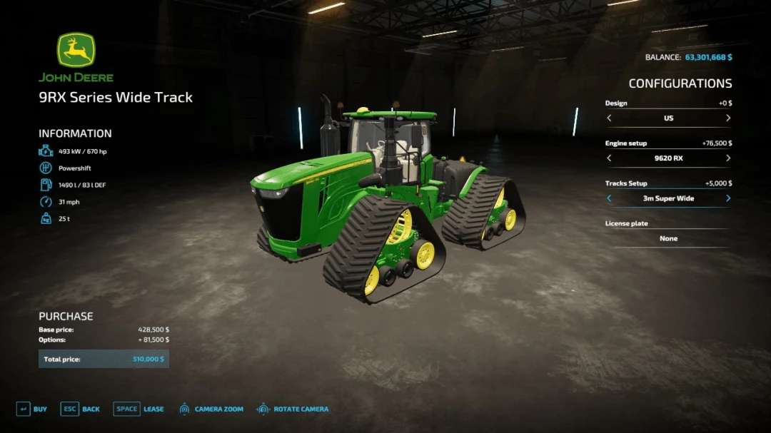 John Deere 9rx Wide Tracks V1000 Landwirtschafts Simulator 22 Mod Fs22 Mod 5385